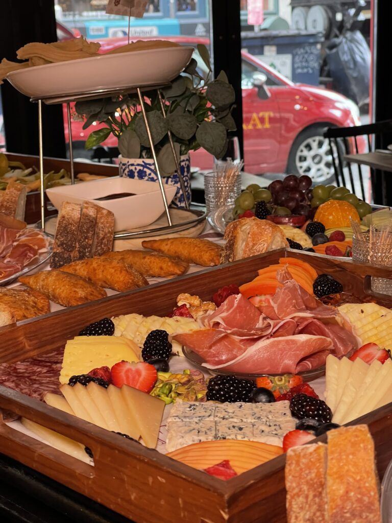 Selection of Spanish tapas and charcuterie on a grazing table for private parties”
