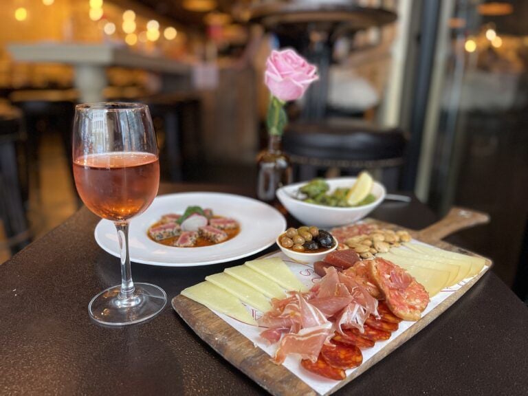 Wine rose with spanish charcuteria