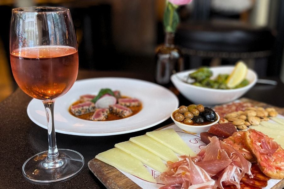 Spanish rosado wine with tapas at Socarrat Paella Bar New York